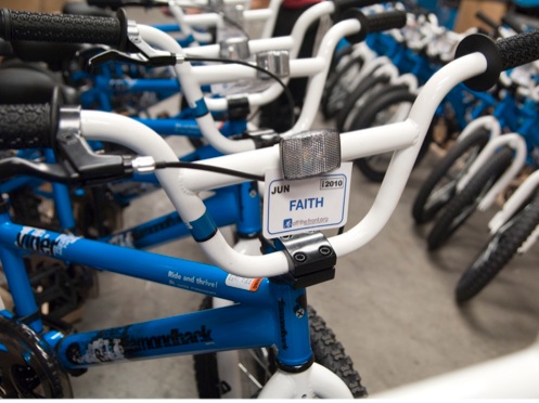 One of almost 70 bikes given away to students at Fresno's Susan B. Anthony Elementary School.