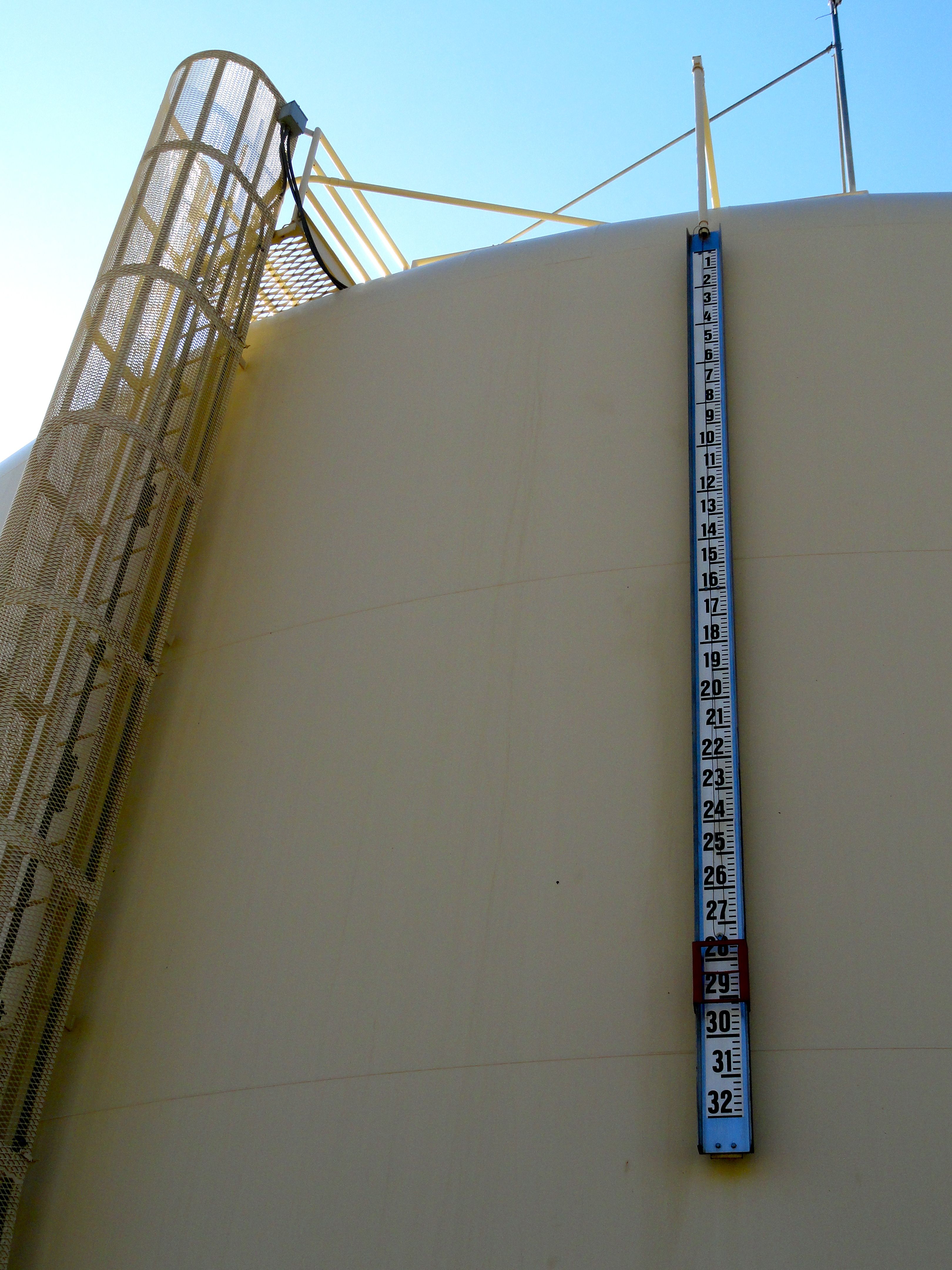 A gauge on a Kerman water tank shows the tank is nearly full.